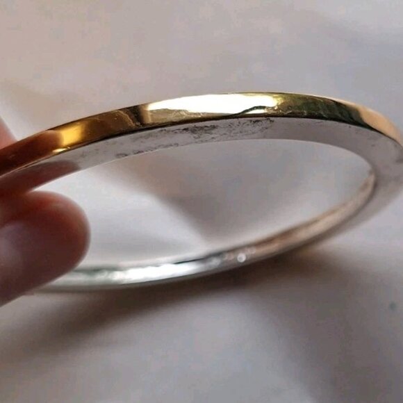 Vintage Givenchy Silver & Gold toned Crystal Embellished Bangle Bracelet Luxury - Picture 3 of 4